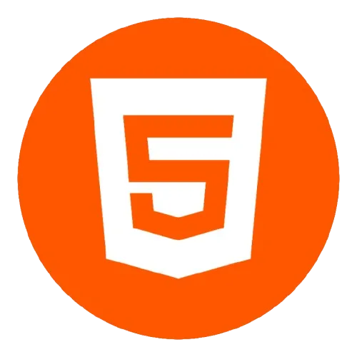 Logotipo do HTML5 sobre fundo laranja